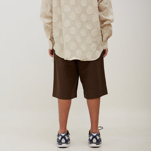 Merely Made Plant Jacquard Wide Shorts Chocolate 190SP Degli Uberti